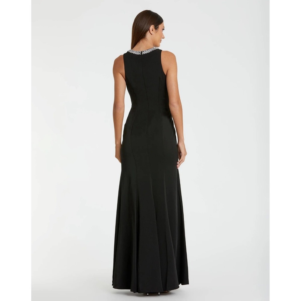 NWT  Mac Duggal 49093 Black Embellished Neck Trumpet Maxi Dress Size 2 - $358 - Picture 2 of 6